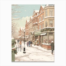 Vintage Winter Illustration Stratford Upon Avon United Kingdom 4 Canvas Print