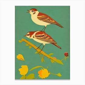 Lark Midcentury Illustration Bird Canvas Print