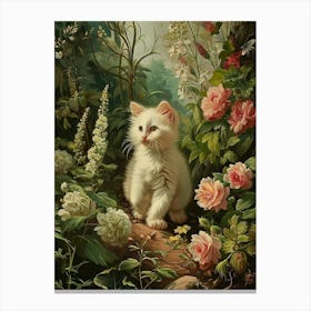 White Kitten Exploring Outdoors Canvas Print