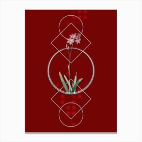 Vintage Corn Lily Botanical with Geometric Line Motif and Dot Pattern n.0243 Canvas Print