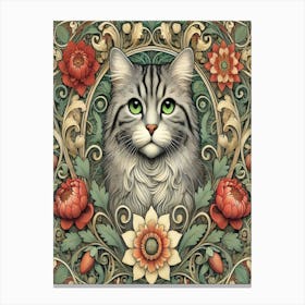 william morris portrait Cat With Flowers Stampe su tela