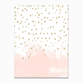 Baby Pink Stroke with Gold Spots Canvas Print