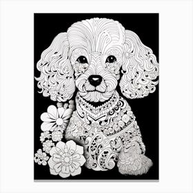 Poodle Dog, Line Drawing 1 Canvas Print