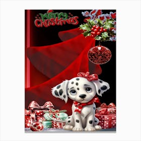 Christmas Dalmatian Puppy Canvas Print