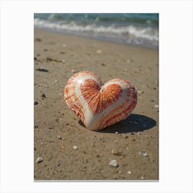 Heart Shell On The Beach 1 Canvas Print