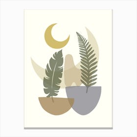 Moon And Ferns 2 Canvas Print