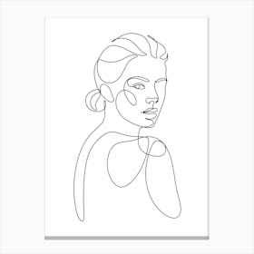 Continuous Line Portrait Of A Woman 1 Canvas Print