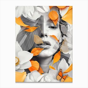 Portrait Of A Woman With Flowers 2 Canvas Print