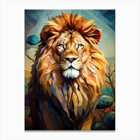 Lion Art Painting Cubistic Style 3 Canvas Print