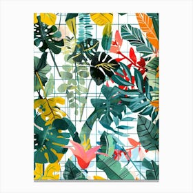 Tropical Leaves Seamless Pattern 8 Canvas Print