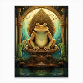 African Bullfrog On A Throne Storybook Style 1 Canvas Print
