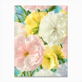 Carnations Pastel Floral 3 Flower Canvas Print