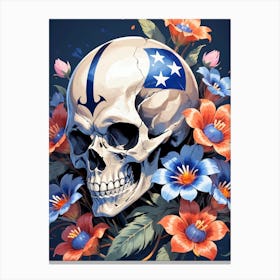 American Flag Floral Face Evil Death Skull (6) Canvas Print