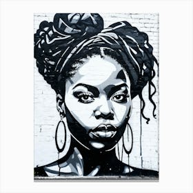 Graffiti Mural Of Beautiful Black Woman 65 Canvas Print