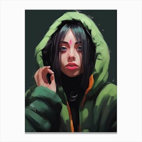 Billie Eilish Green Portrait 2 Canvas Print