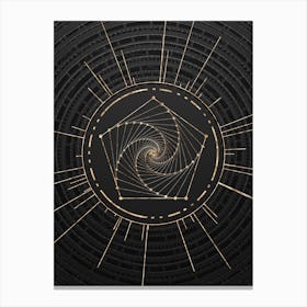 Geometric Glyph Symbol in Gold with Radial Array Lines on Dark Gray n.0131 Canvas Print