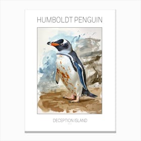 Humboldt Penguin Deception Island Watercolour Painting 2 Poster Canvas Print