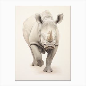 Detailed Vintage Illustration Of A Rhino 2 Canvas Print