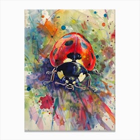 Ladybug Colourful Watercolour 2 Canvas Print