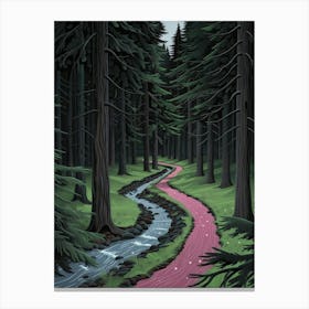 Pink Road In The Forest Canvas Print