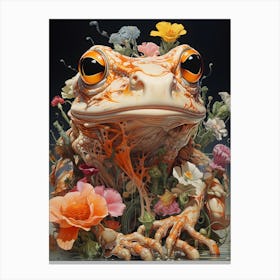 Frog With Flowers Canvas Print