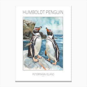 Humboldt Penguin Petermann Island Watercolour Painting 4 Poster Canvas Print