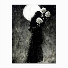 Woman Holding Roses Canvas Print