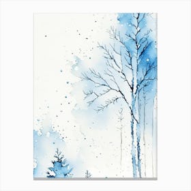 Winter Scenery, Snowflakes, Minimalist Watercolour 4 Canvas Print