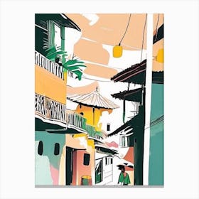 Hoi An Vietnam Muted Pastel Tropical Destination Canvas Print