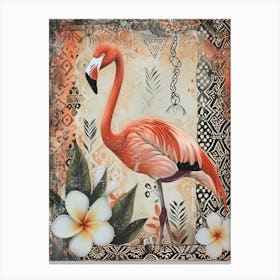 Greater Flamingo And Plumeria Boho Print 4 Canvas Print