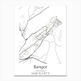 Bangor,United Kingdom Minimalist Map Stampe su tela