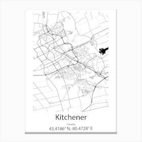 Kitchener,Canada Minimalist Map Canvas Print