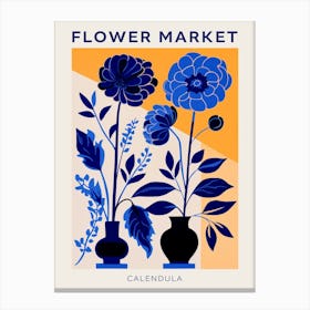 Blue Flower Market Poster Calendula 3 Canvas Print