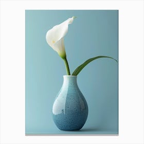 Calla Lily In Blue Vase Canvas Print