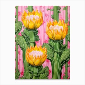 Mexican Style Cactus Illustration Notocactus Cactus 1 Canvas Print