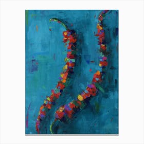 Two Red Chilis In Teal Canvas Print