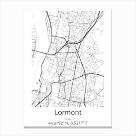 Lormont,France Minimalist Map Canvas Print