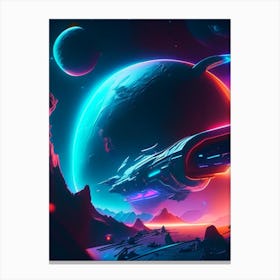 Space Exploration Neon Nights Space Canvas Print