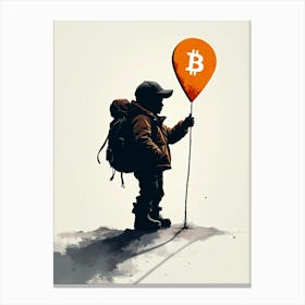 Bitcoin Kid Holding a Balloon Canvas Print