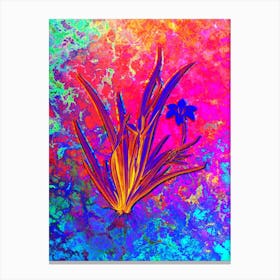 Fortnight Lily Botanical in Acid Neon Pink Green and Blue n.0293 Canvas Print