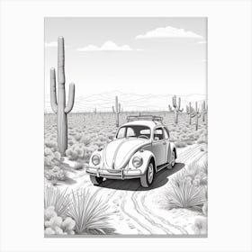 Volkswagen Beetle Desert Drawing 5 Canvas Print