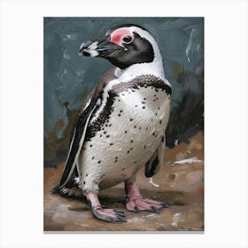 African Penguin Floreana Island Oil Painting 4 Canvas Print