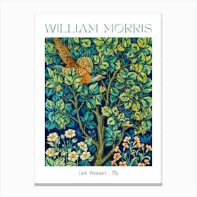 William Morris Cock Pheasant Fabric Print 1916 HD Remastered Labelled Poster Fine Artwork Highlighting Birds from Famous British Textile Artist Canvas Print