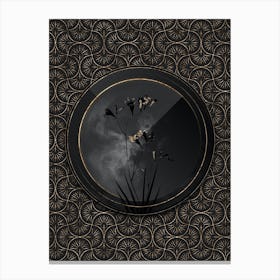 Shadowy Vintage Freesia Botanical on Black with Gold n.0145 Canvas Print