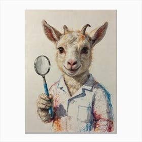 Goat With Magnifying Glass Canvas Print