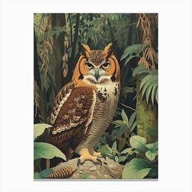 Philipine Eagle Owl Relief Illustration 1 Canvas Print