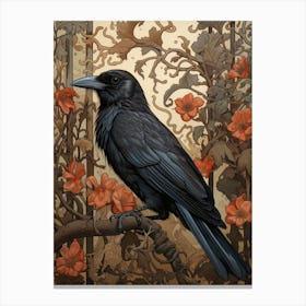 Dark And Moody Botanical Raven 1 Canvas Print