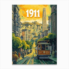 Aihrgdesign A Retro Travel Poster Of San Franciscos First Ele F16a474c 277f 4003 B467 646c95d27fbe 1 Canvas Print