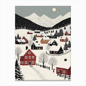 Scandinavian Village Scene Painting (14) Canvas Print