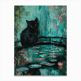 Cat In The Pond Canvas Print